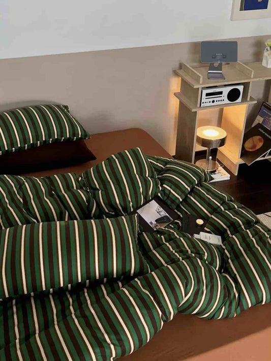 Retro Jersey Knit Stripe Duvet Cover Set