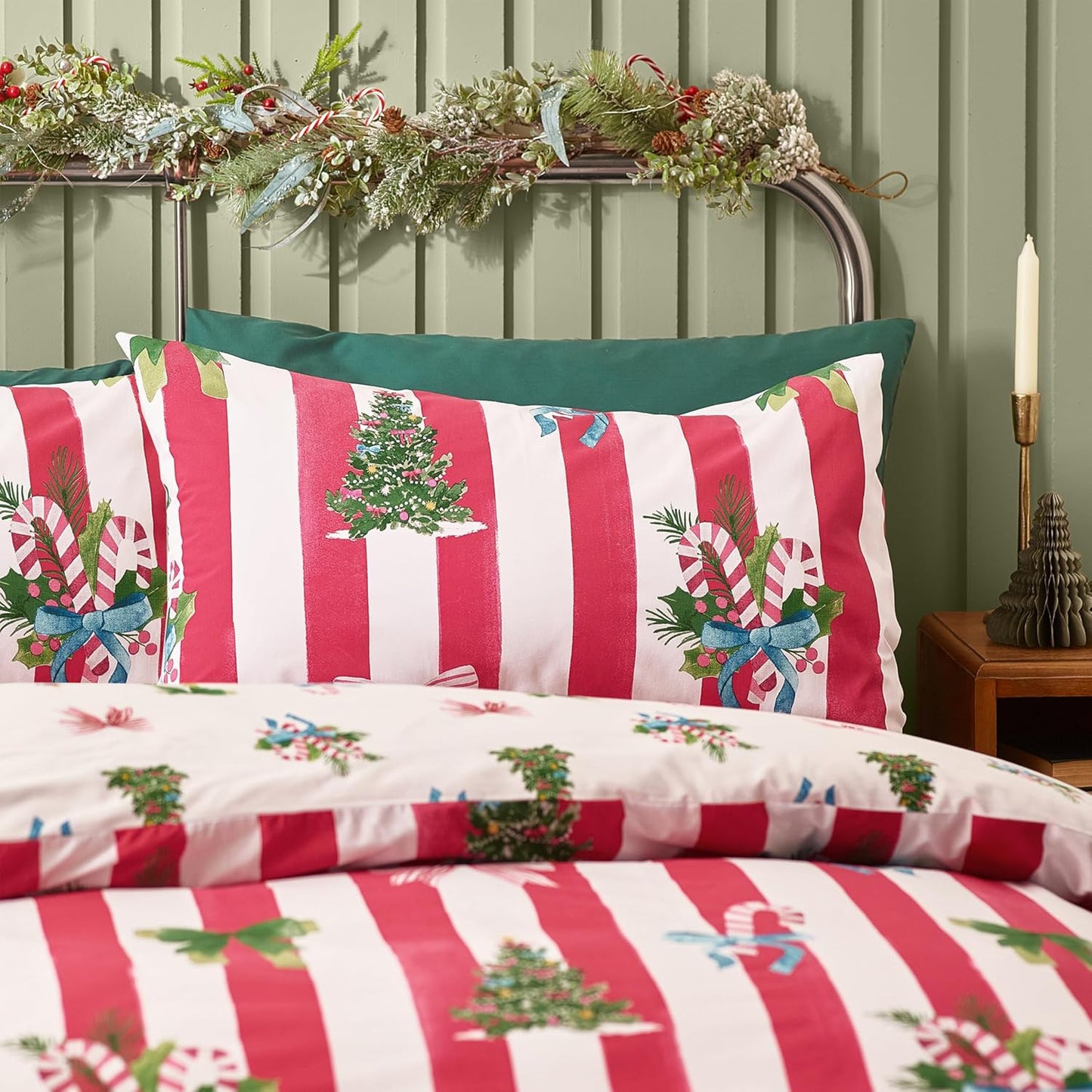 Christmas Stripe Reversible Duvet Cover Set