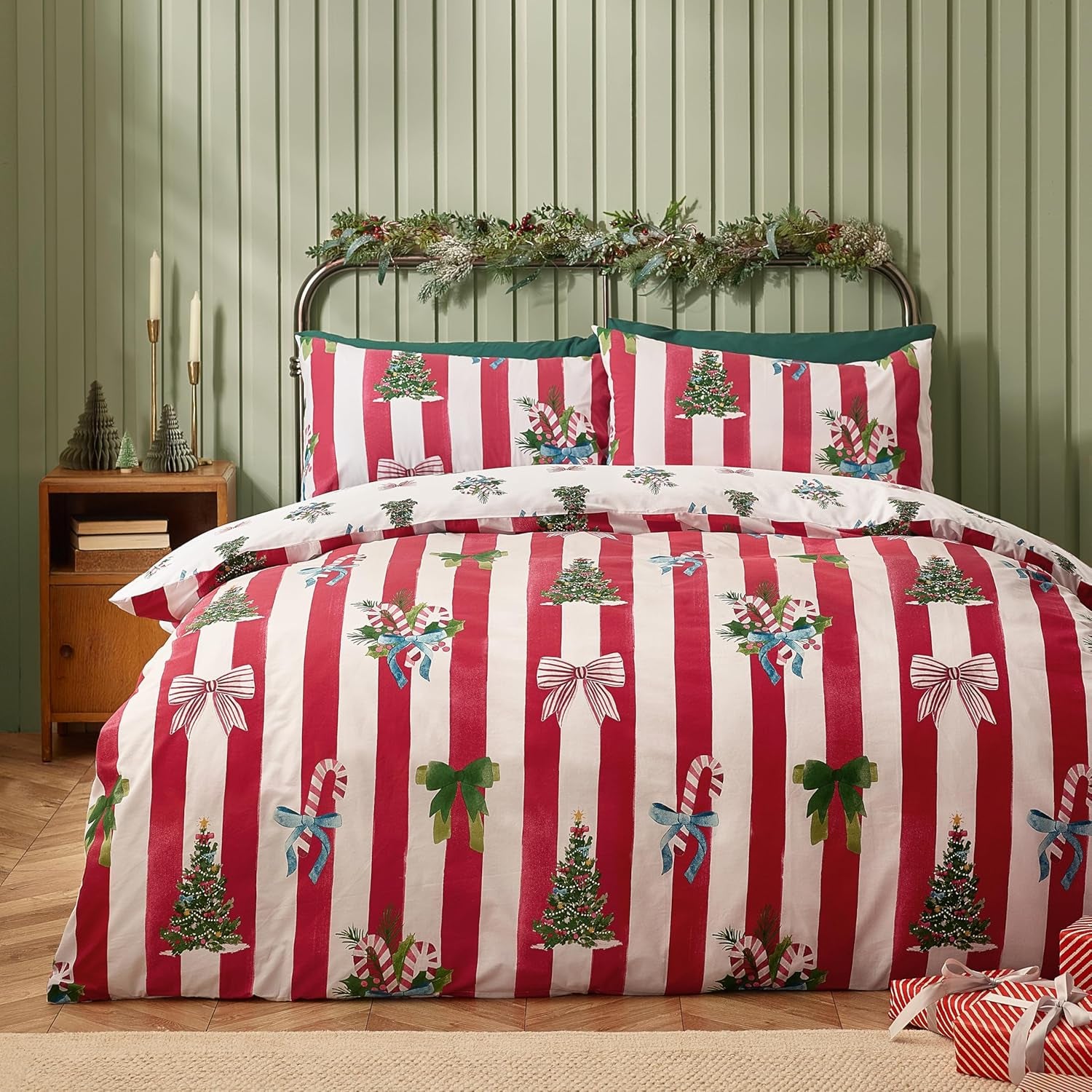 Christmas Stripe Reversible Duvet Cover Set