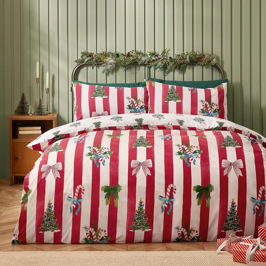Christmas Stripe Reversible Duvet Cover Set