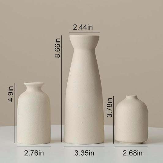 Distressed Ceramic Vase Set of 3