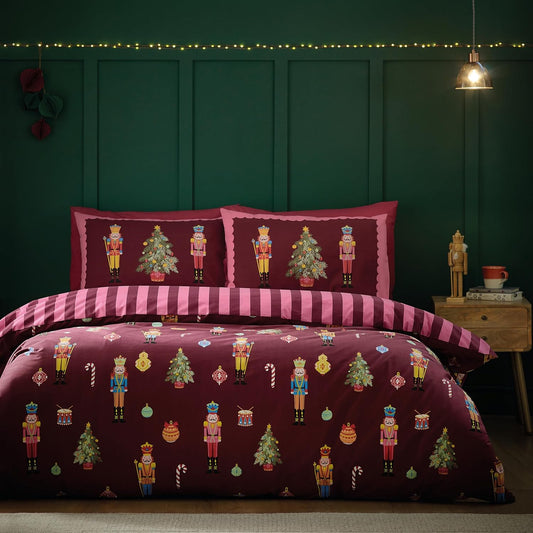 Christmas Nutcracker Stripe Reversible  Cover Set