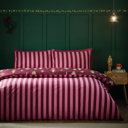 Christmas Nutcracker Stripe Reversible  Cover Set