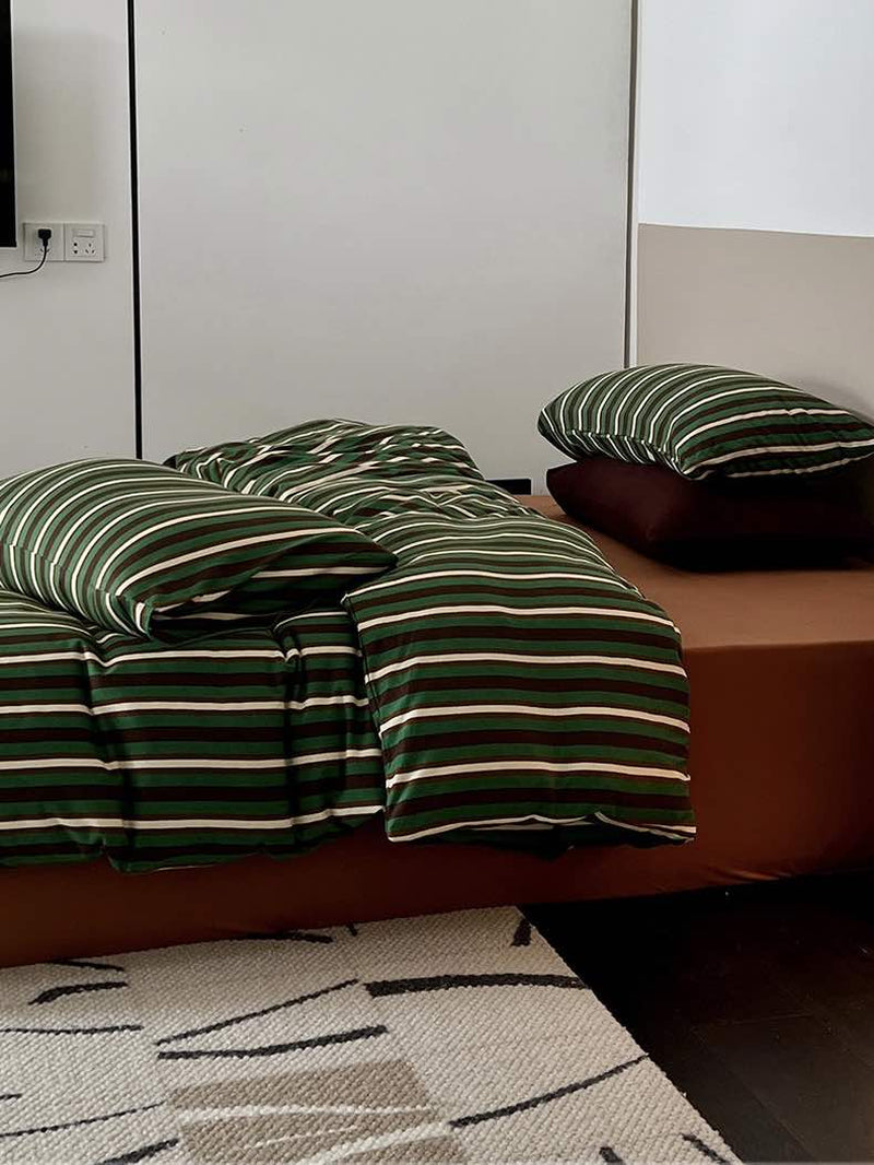 Retro Jersey Knit Stripe Duvet Cover Set