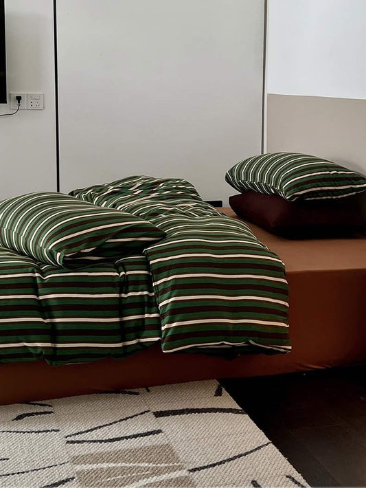 Retro Jersey Knit Stripe Duvet Cover Set