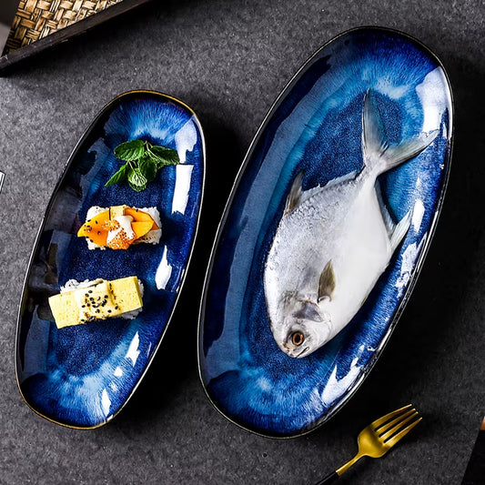 Japanese Kiln Glazed Dish Plate 