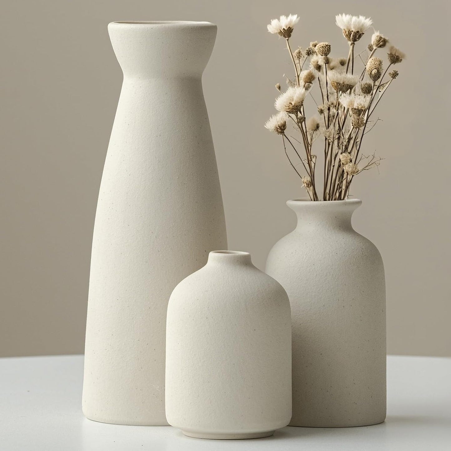 Distressed Ceramic Vase Set of 3
