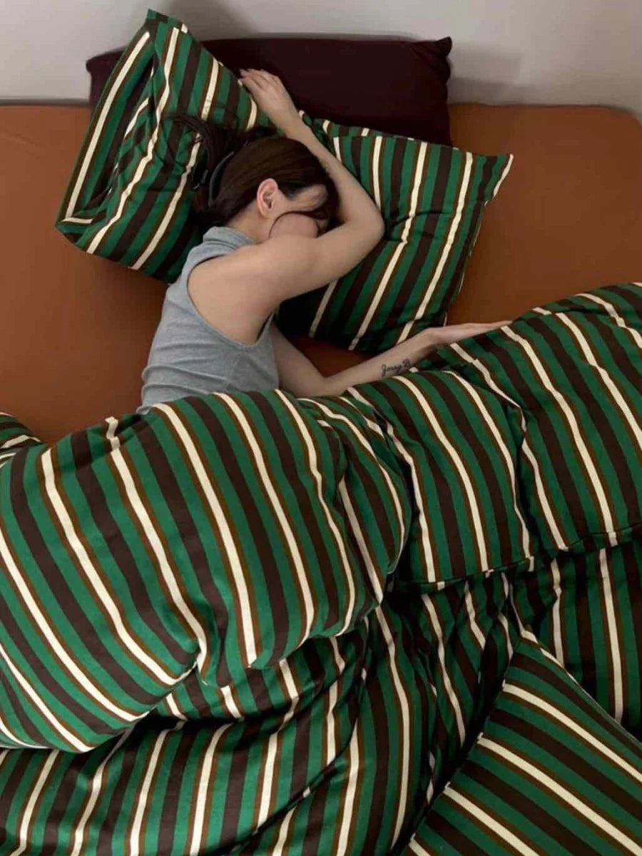 Retro Jersey Knit Stripe Duvet Cover Set